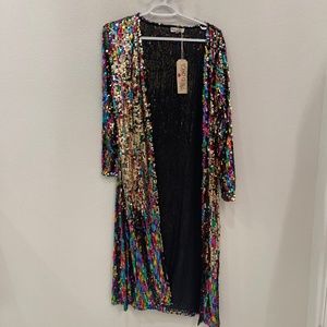NWT Multicolor Sequin Duster